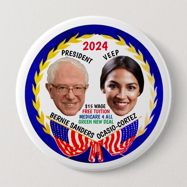 Bernie Sanders / AOC 2024 Button (Vorderseite)