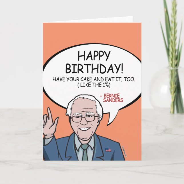 Bernie Sanders Geburtstag - Viel Kuchen Karte (Vorderseite)