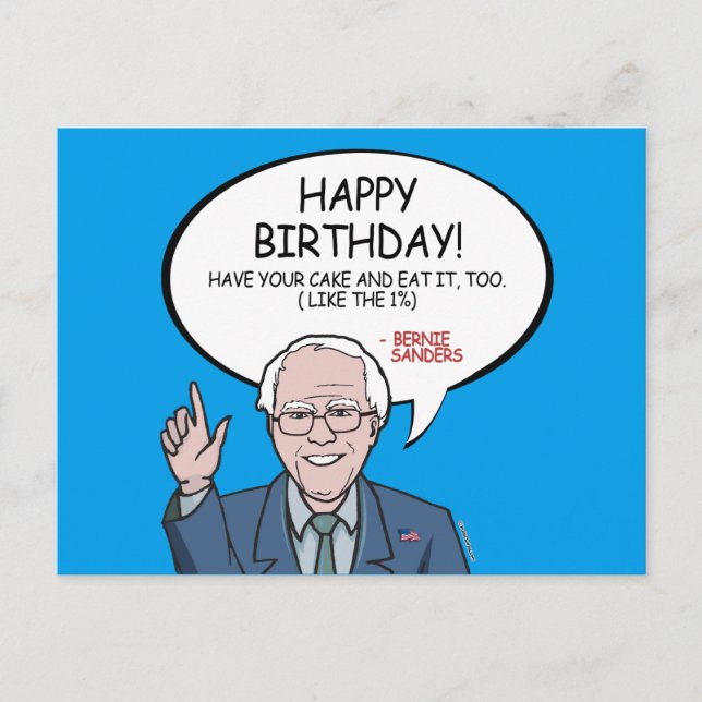 Bernie Sanders Greeting - Happy Birthday -.png Postkarte (Vorderseite)