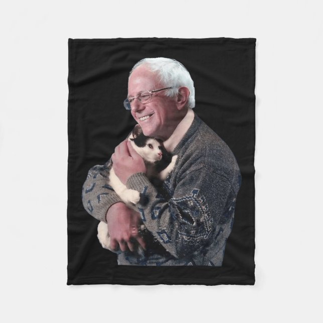 Bernie Sanders Hugging Cat Shirt Süße Tier Lover Fleecedecke (Vorderseite)