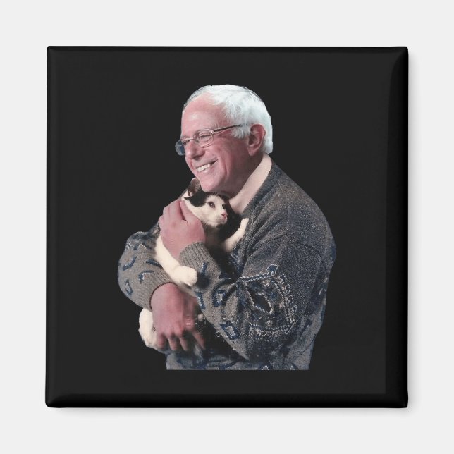 Bernie Sanders Hugging Cat Shirt Süße Tier Lover Magnet (Vorne)