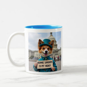 Bernie Sanders ist mein Held Fox Terrier Protester Zweifarbige Tasse
