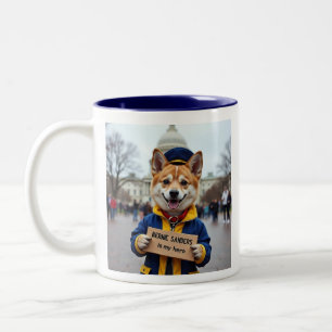 Bernie Sanders ist mein Held Shiba Inu Protester Zweifarbige Tasse