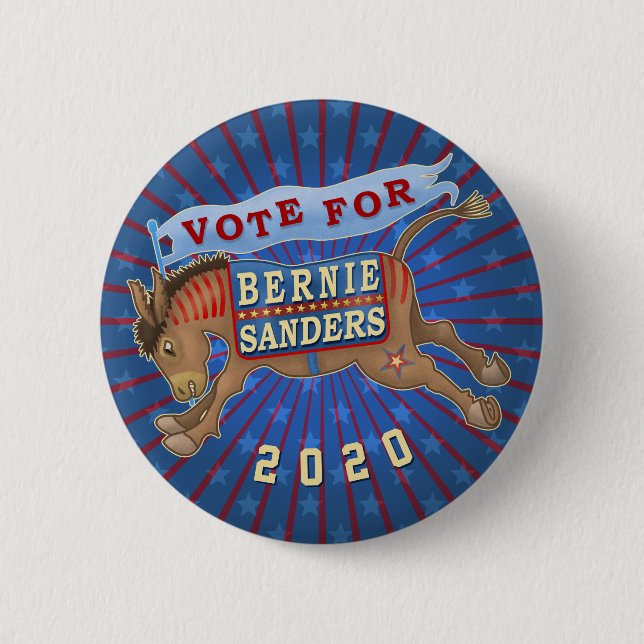 Bernie Sanders Präsident 2020 Demokrat Donkey v2 Button (Vorderseite)