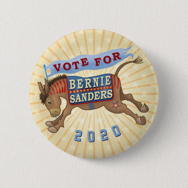 Bernie Sanders Präsident 2020 Demokrat Donkey v2 Button (Vorderseite)