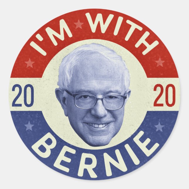 Bernie Sanders Präsident 2020 Foto Retro Runder Aufkleber (Vorderseite)