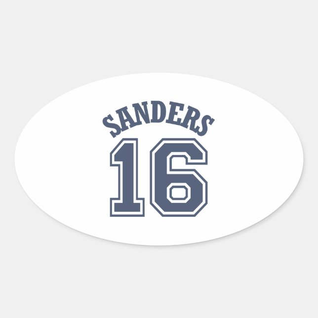 Bernie Sanders Sports Jersey Nummer 16 Ovaler Aufkleber (Vorderseite)
