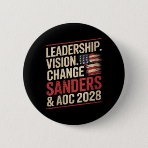 Bernie Sanders und Aoc 2028 für Präsident C Button