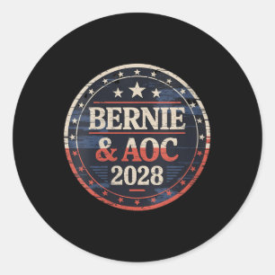 Bernie Sanders und Aoc 2028 für Präsident C Runder Aufkleber
