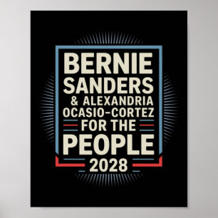 Bernie Sanders und Aoc 2028 für Präsidentschaftska Poster