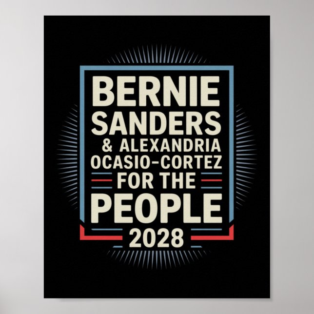 Bernie Sanders und Aoc 2028 für Präsidentschaftska Poster (Vorne)