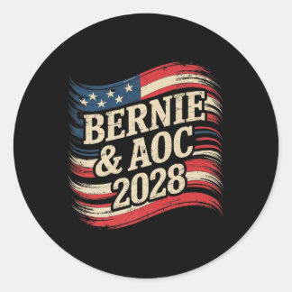 Bernie Sanders und Aoc 2028 für Präsidentschaftska Runder Aufkleber
