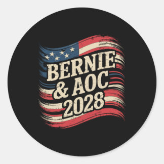 Bernie Sanders und Aoc 2028 für Präsidentschaftska Runder Aufkleber