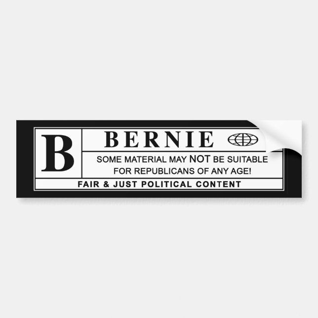 Bernie Sanders Warning Label Autoaufkleber (Vorne)