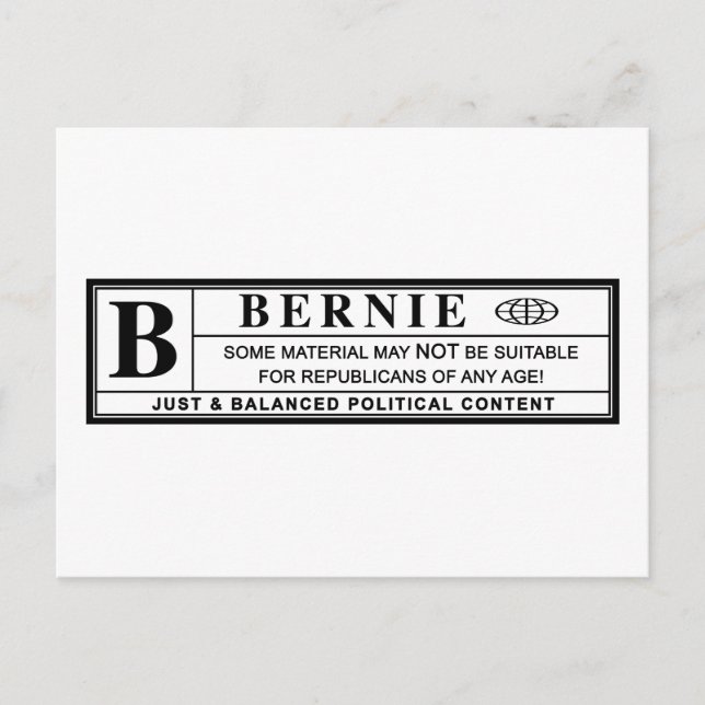 Bernie Sanders Warning Label Postkarte (Vorderseite)