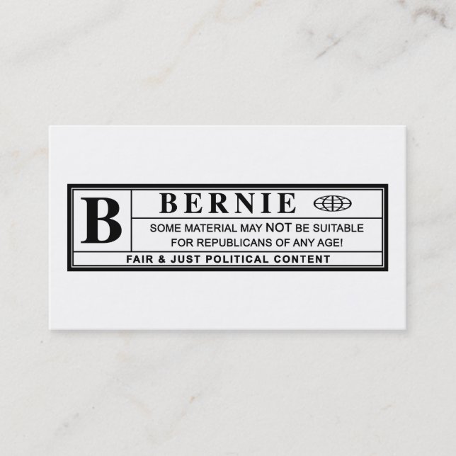 Bernie Sanders Warning Label Visitenkarte (Vorderseite)