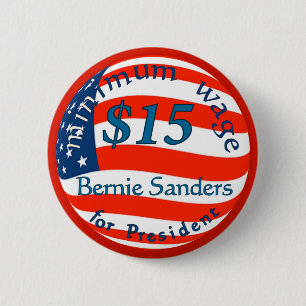 Bernie-Sandpapierschleifmaschinen, Mindestlohn $15 Button