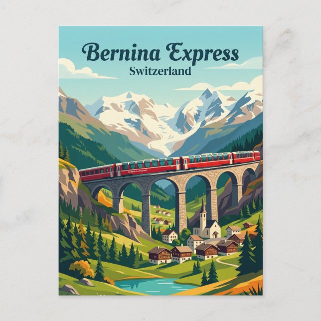 Bernina Express, Schweizer Alpen Schweiz Postkarte (Vorderseite)