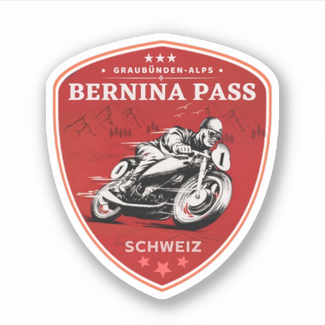 Bernina Pass Schweizer Alpen Motorradtour Aufkleber (Vorderseite)