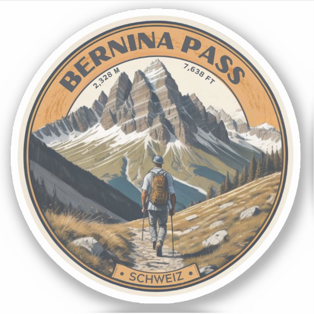bernina Pass Schwimmen Outdoor Bergpass Aufkleber (Vorderseite)