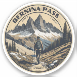 Berninapass Schweiz im Freien Gebirgspass Aufkleber