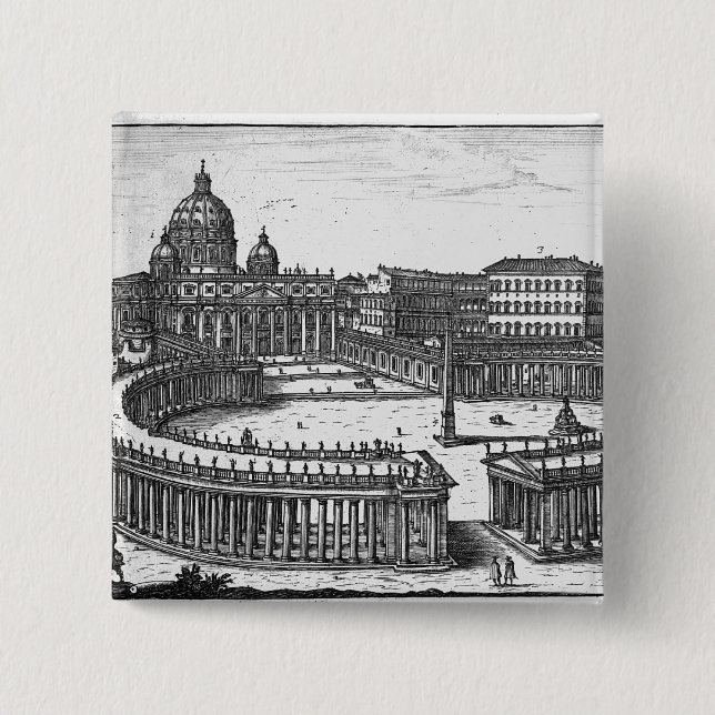 Berninis ursprünglicher Plan für St Peter Quadrat Button (Vorderseite)