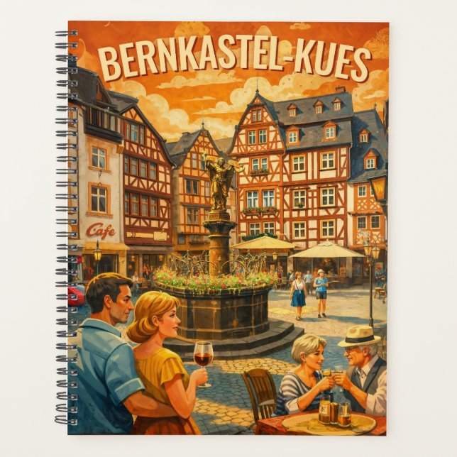Bernkastel-Kues Germany Vintage Travel Art Planer (Vorderseite)