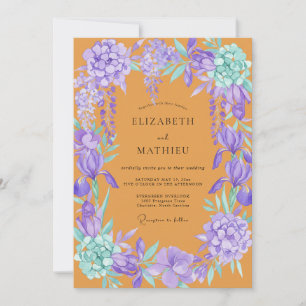 Bernstein-Amethyst-Orchideen-Hochzeit Einladung