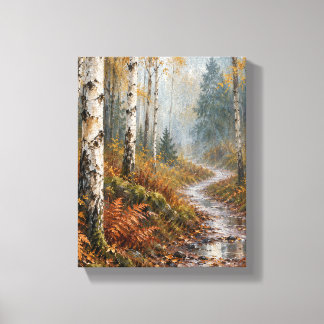 Bernstein-Birkenhain nach Regen Herbstlandschaft L Leinwanddruck