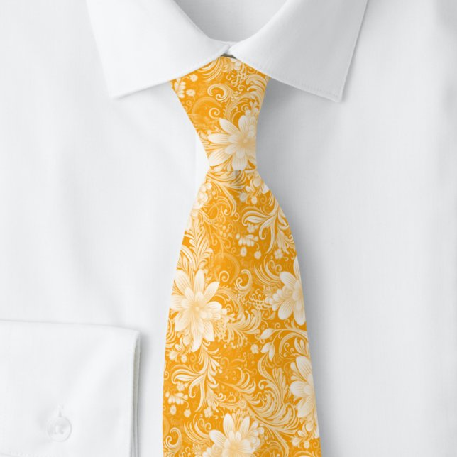 Bernstein-Blumen-Batik Krawatte (Von Creator hochgeladen)
