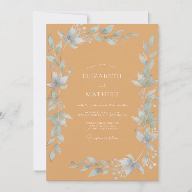Bernstein-Eis-Blatt-Hochzeit Einladung (Vorderseite)