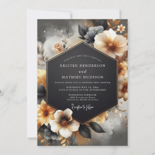 Bernstein Florale Moody Romantik Hochzeit Einladung