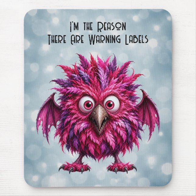 Bernstein - Großäugiges Gefiederte Whimsical Monst Mousepad (Vorne)