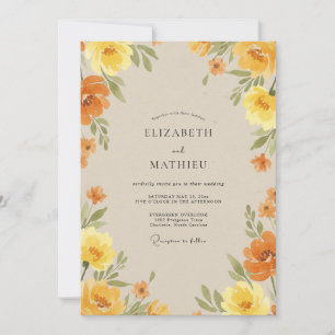 Bernstein-Honig-Ranunculus-Eukalyptus-Hochzeit Einladung