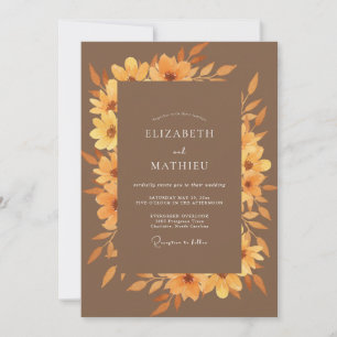 Bernstein-Sonnenblume-Herbst-Eukalyptus-Hochzeit Einladung