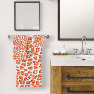 Bernsteinfarben und weißes Leopard Badhandtuch Set