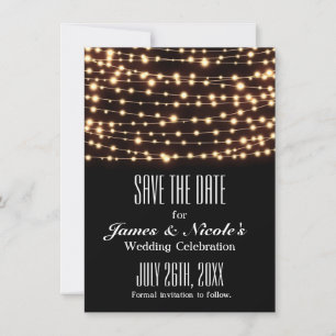 Bernsteinfarbene Lichterkette Save The Date Karte