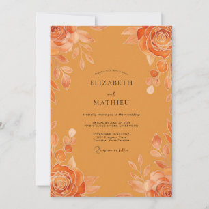 Bernsteinfarbene Rosenhochzeit Einladung