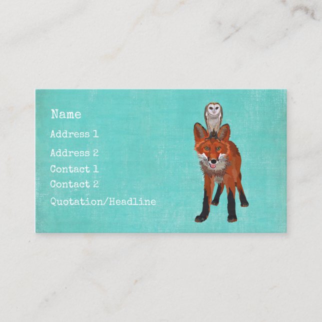 Bernsteinfarbige Fox- u. Eulen-Visitenkarte Visitenkarte (Vorderseite)