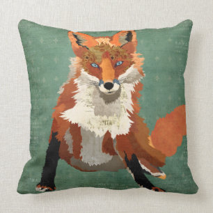 Bernsteinfarbiges Retro Kissen Fox