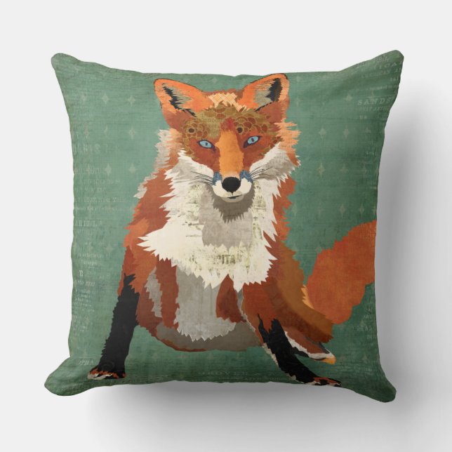 Bernsteinfarbiges Retro Kissen Fox (Vorderseite)