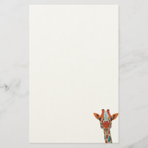 Bernsteinfarbiges spähendes Giraffen-Briefpapier Briefpapier