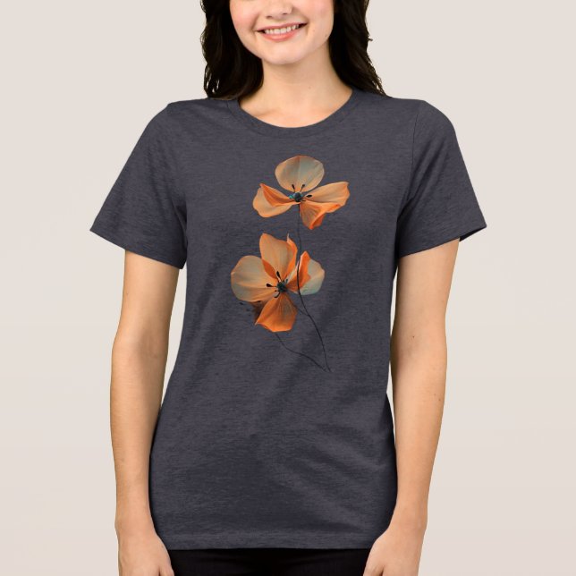 Bernsteinflüster-Blütenblätter blühen in der dunkl Tri-Blend Shirt (Vorderseite)