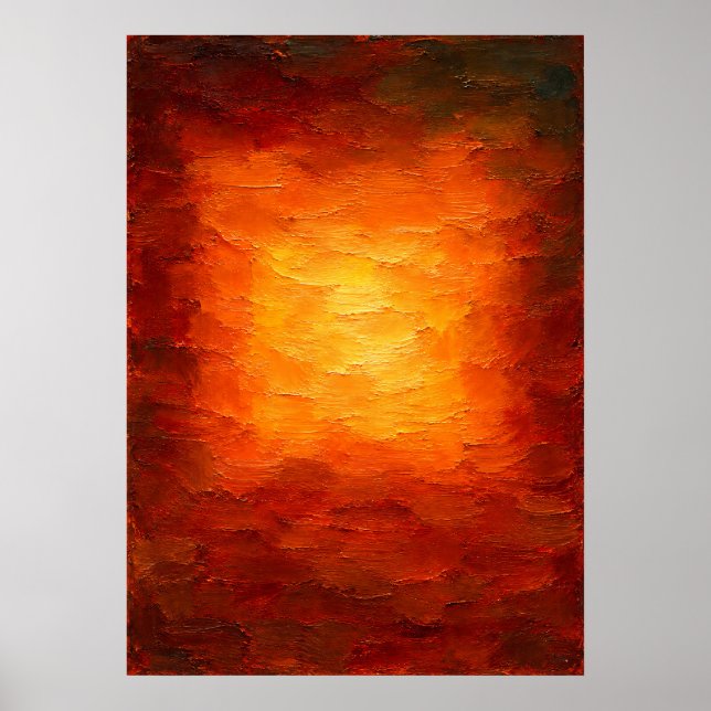 Bernsteinstrahlung - Texturierte orange Abstraktio Poster (Vorne)