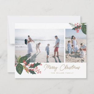 Berries 2 Foto Collage Flat Holiday Card Feiertagskarte