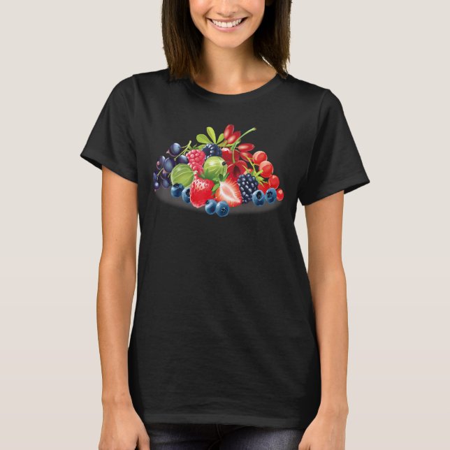 Berries All Kinds Strawberry Blueberry Raspberry T-Shirt (Vorderseite)