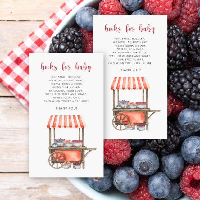 Berries cart - books for baby Baby shower Begleitkarte (Von Creator hochgeladen)