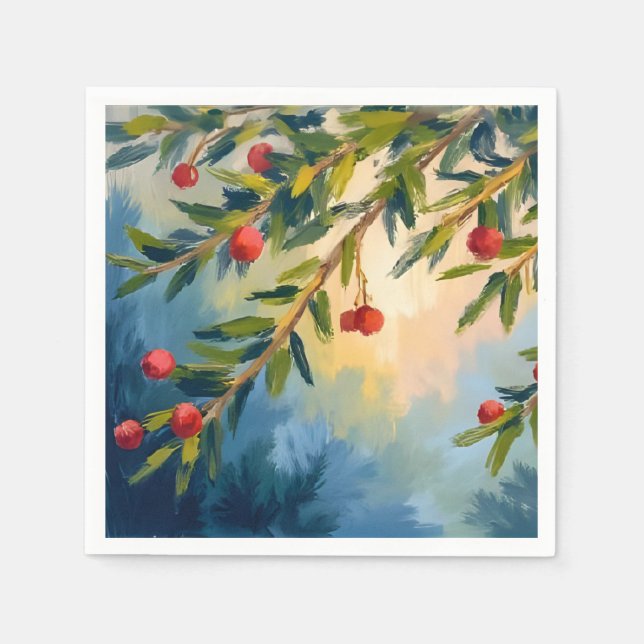 Berries & Greenery | Merry Christmas Serviette (Vorderseite)