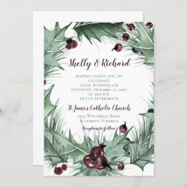 Berries, Holly und Ferns Winter Wedding Einladung