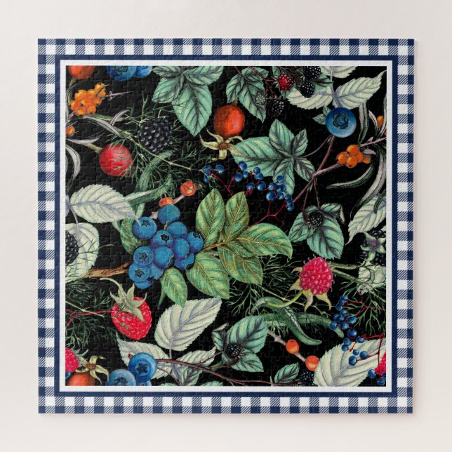 Berries Medley on Country Gingham Puzzle (Horizontal)